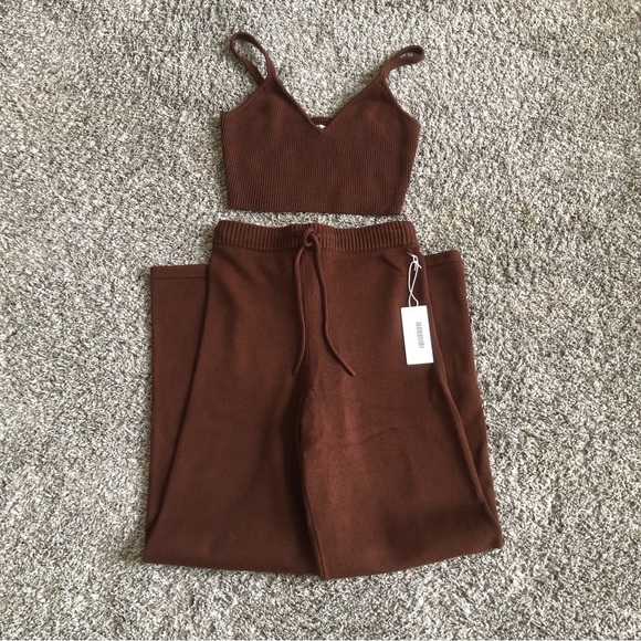 Reformation Lita Cropped Tank & Pant Two-Piece Set - Chestnut - Picture 4 of 8